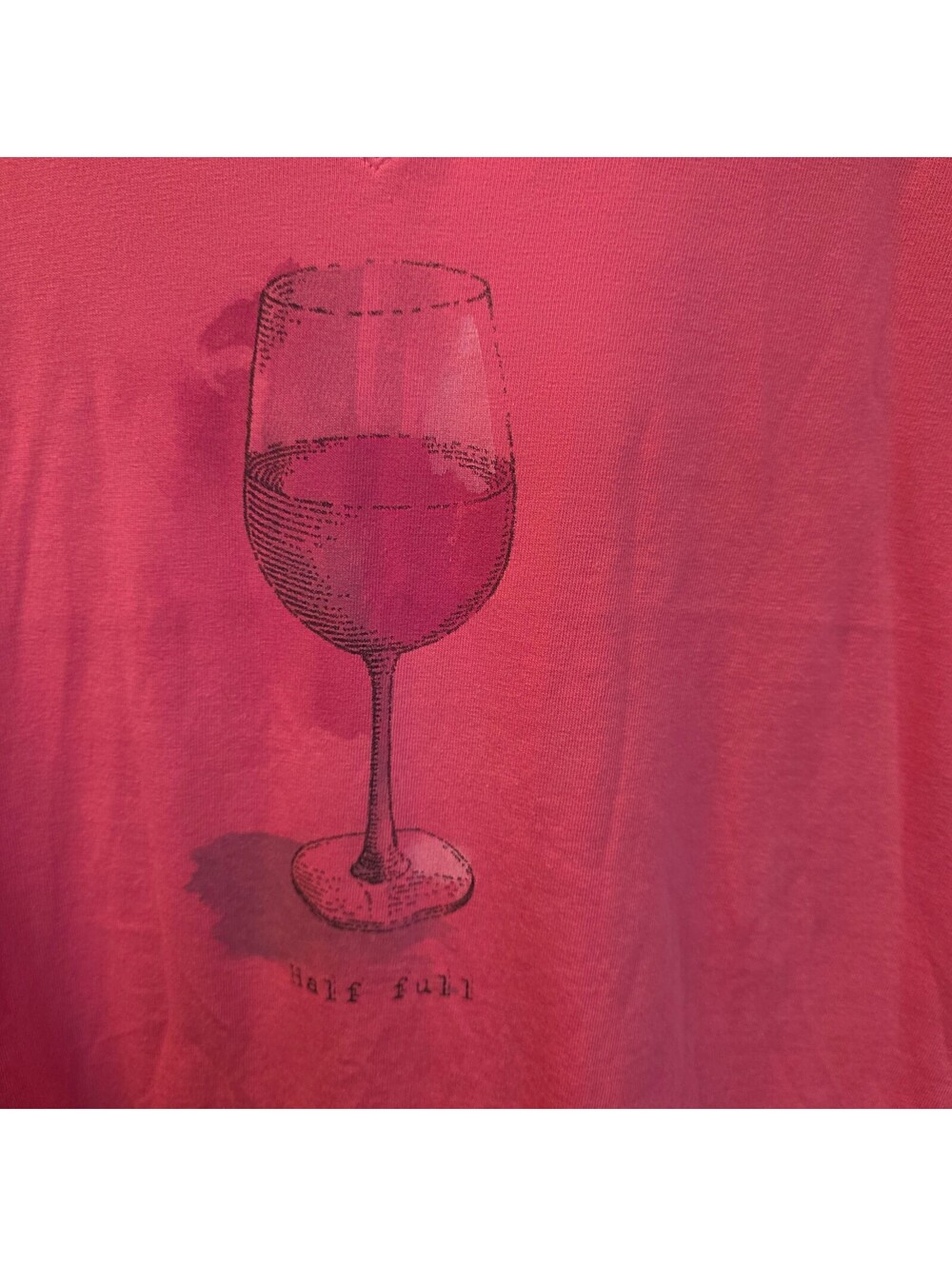 Life is Good Women's Pink V-Neck T-Shirt with Wine Glass Graphic-Size Medium - Picture 3 of 7